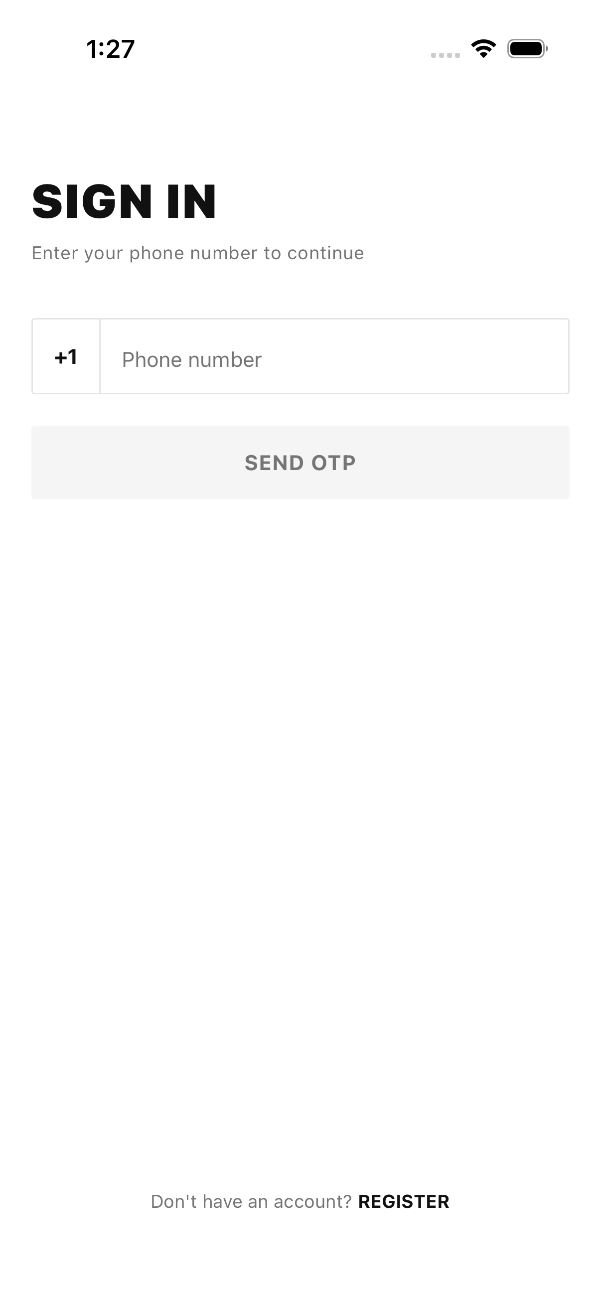 Monochrome login screen